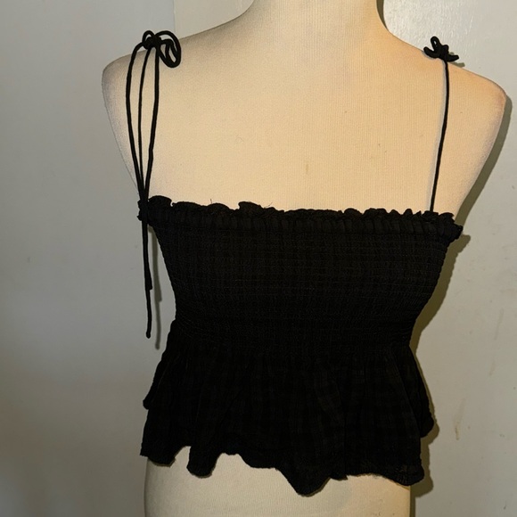 Wilfred Tops - Wilfred Small viscose black tube top adjustable straps ruffled bottom